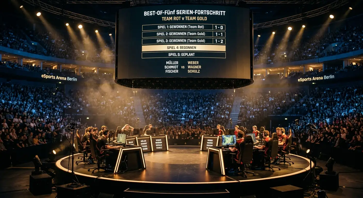 Verlauf einer langen Best-of-5-Serie auf der Esport-Bühne