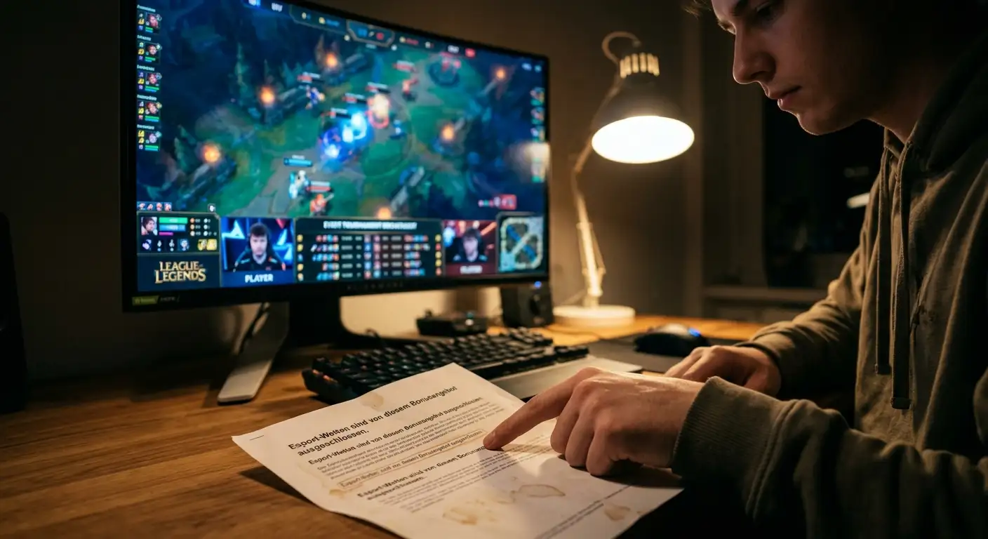 Prüfung, ob ein Bonus überhaupt für Esport-Wetten auf LoL gilt