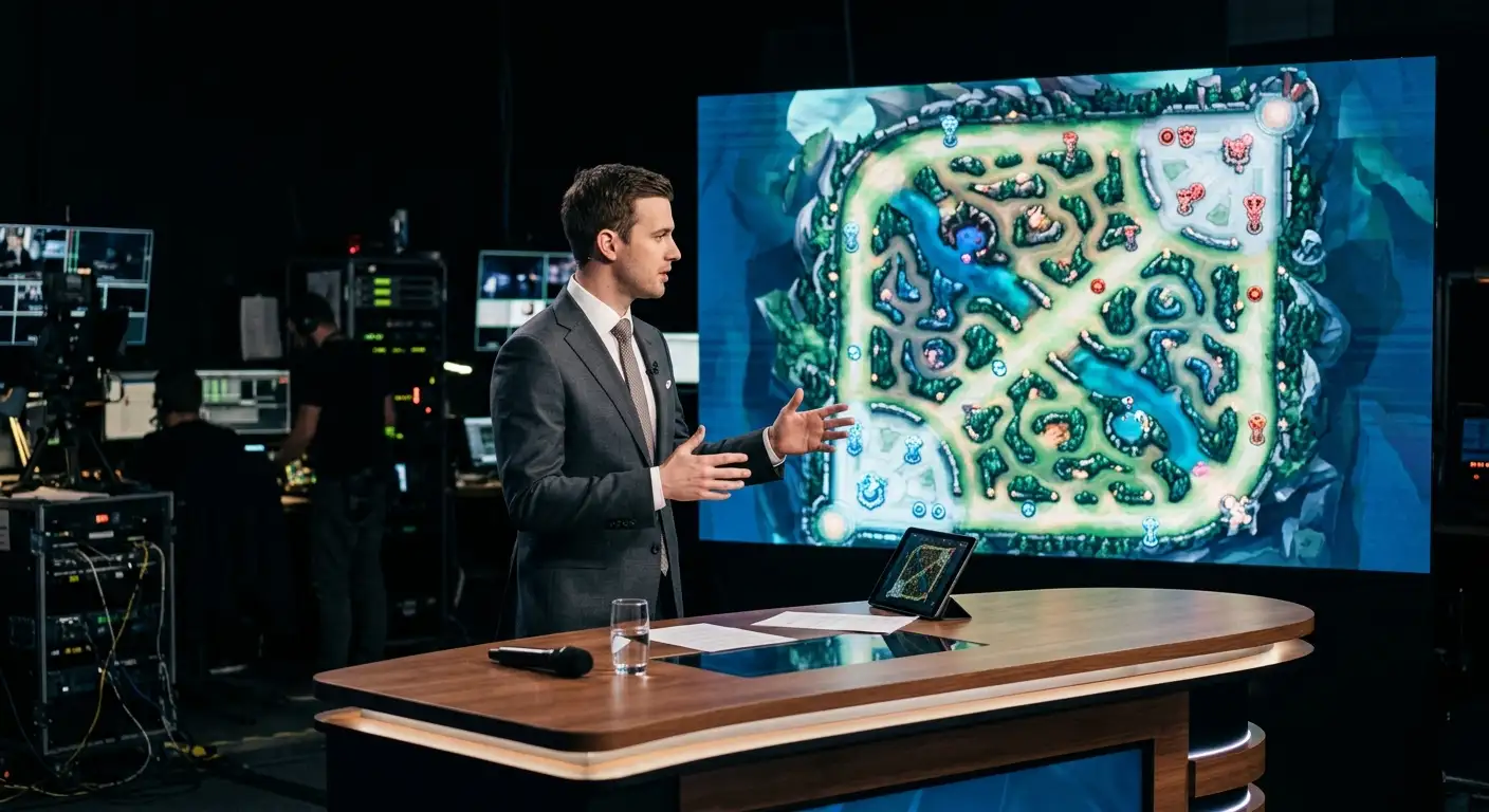 Tiefe Wettmärkte eines LCK-Spiels am Übertragungspult des Esport-Studios