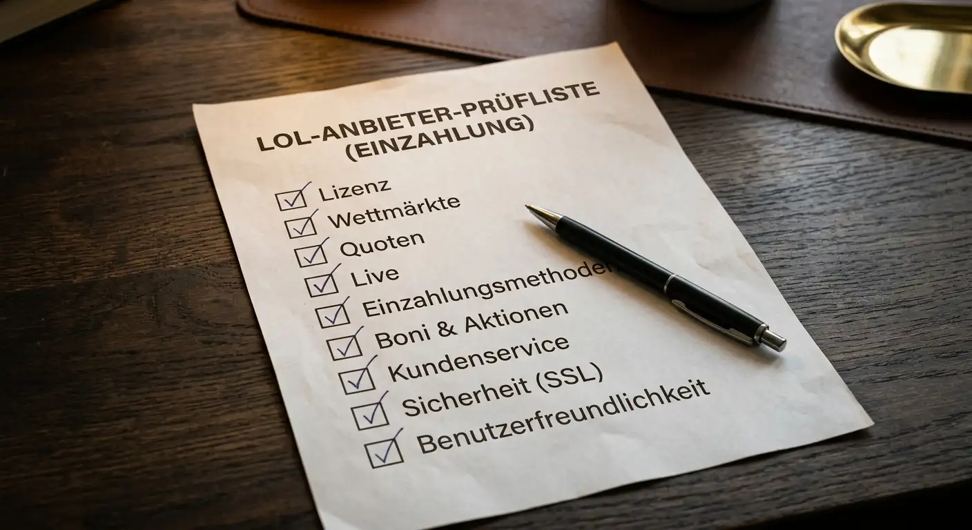 Persönliche Prüfliste vor der ersten Einzahlung bei einem LoL-Wettanbieter
