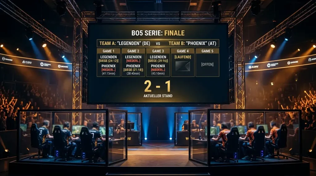 Darstellung einer Best-of-Serie bei League of Legends mit einzelnen Map-Ergebnissen