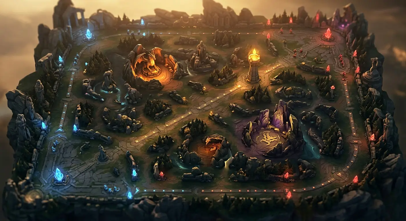 Objektiv-Wetten auf ersten Drachen, Turm und Baron auf der Karte von League of Legends