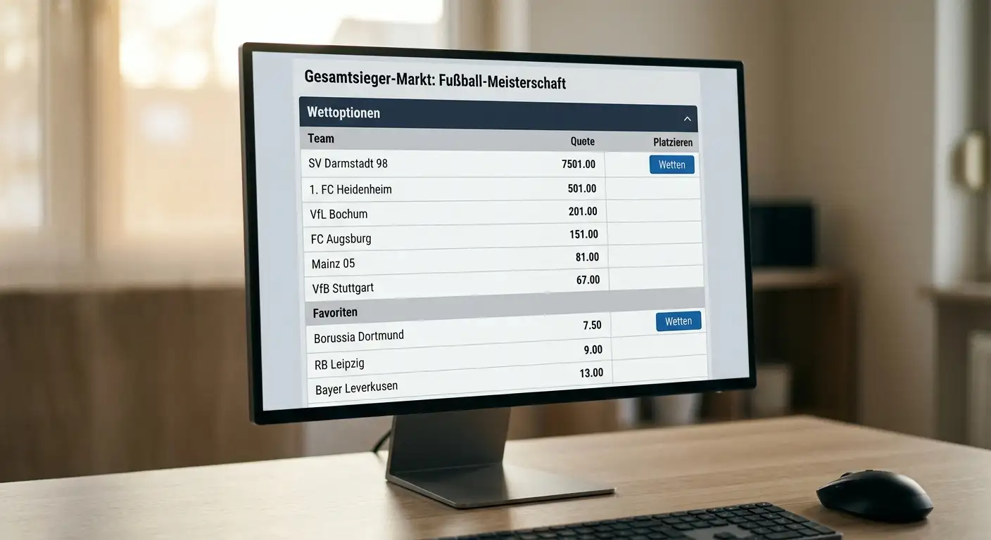 Hohe Außenseiterquote gegen eine faire Value-Einschätzung auf einem Wettbildschirm