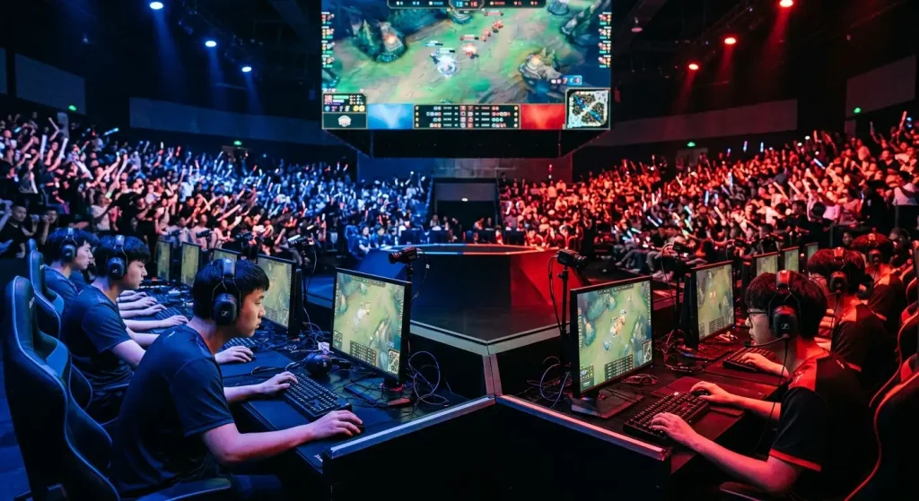 Chinesische League-of-Legends-Liga LPL mit Teams in einem actionreichen Match