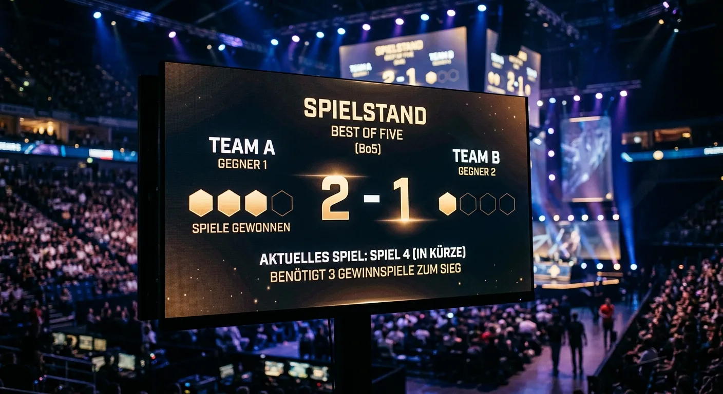 Anzeigetafel einer Best-of-5-Serie als Grundlage einer Map-Handicap-Wette