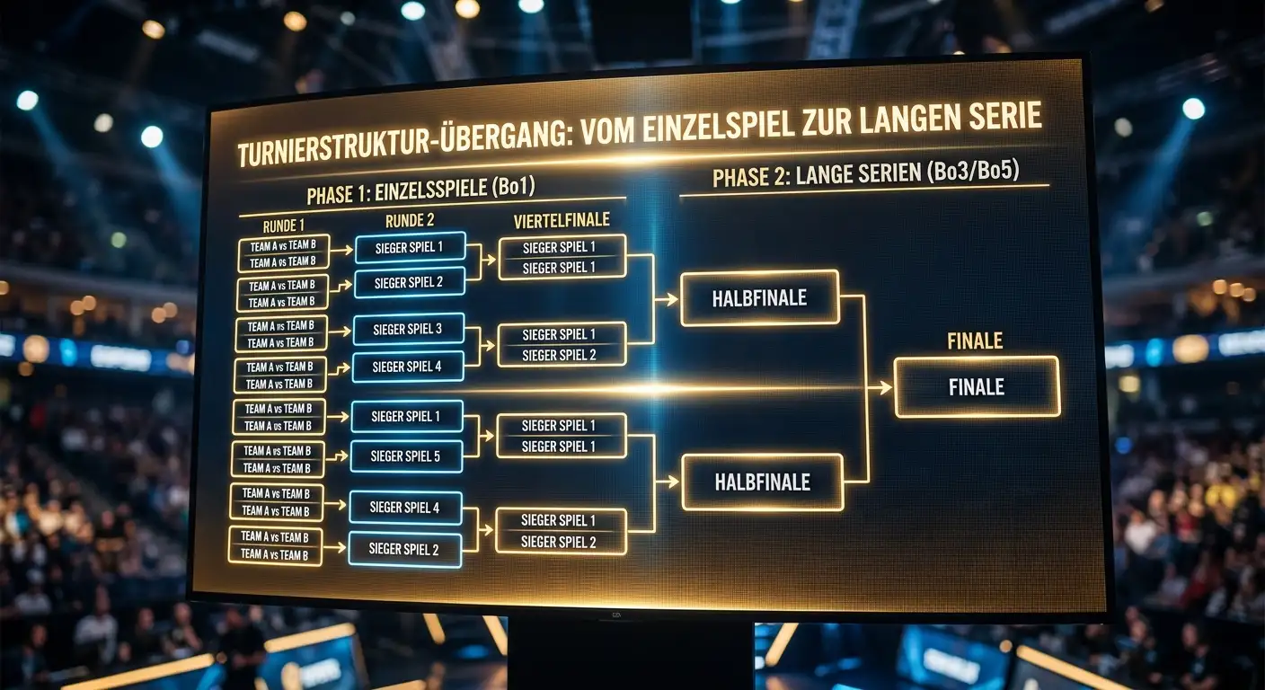 Übergang vom Best-of-1 zum Best-of-5 im Worlds-Bracket